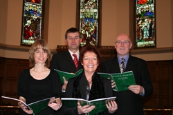 Singers at the ‘Singing Psalms’ launch, Belfast. L-R: Julie Bell; Michael Harris; Avril Gillespie; Rev Alan Cross.